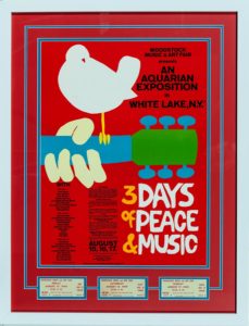 Vintage Woodstock Poster with ticket