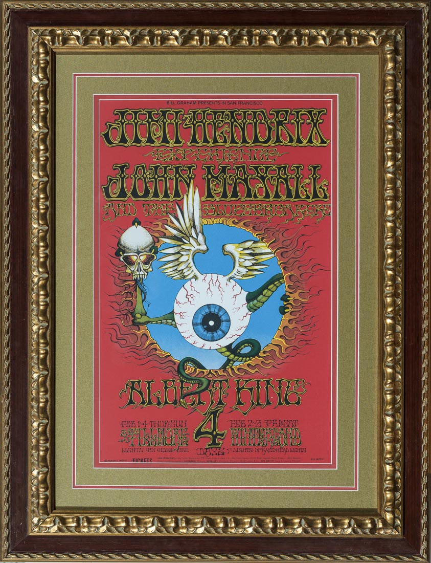 Jimi Hendrix, John Mayall Flying Eyeball Concert Poster