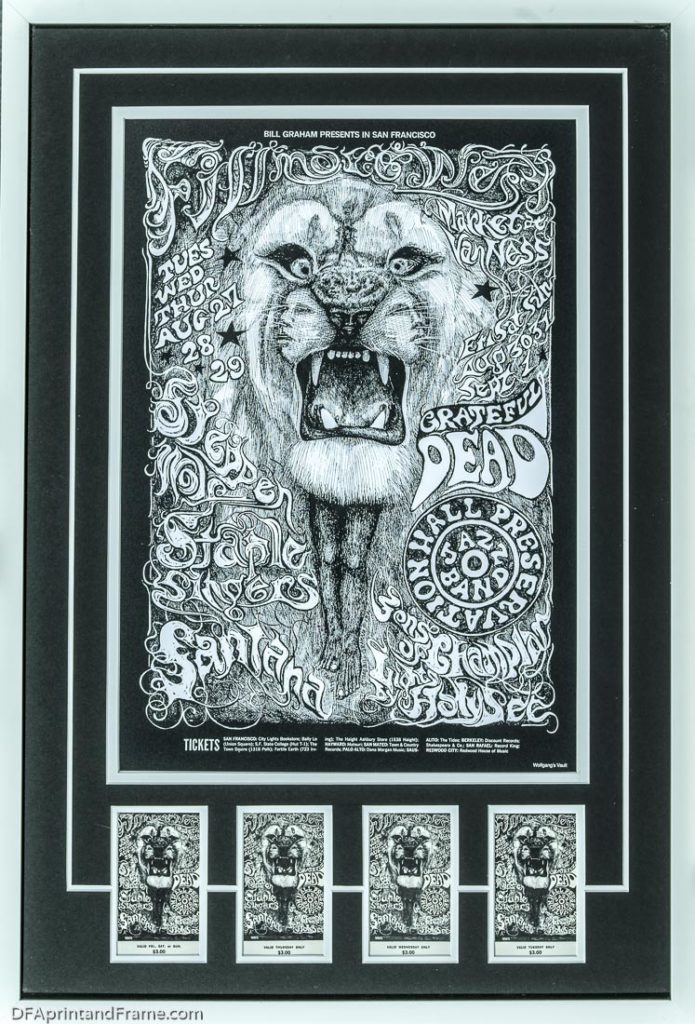 Fillmore West Concert poster of Lion for Grateful Dead, Santana, Preservation Hall and More