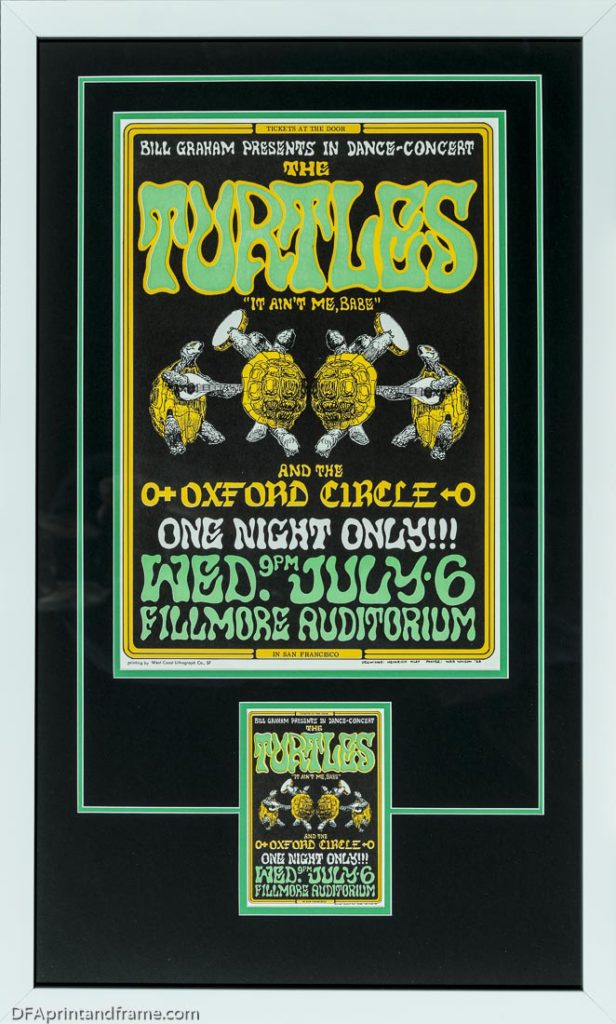 the turtles poster and postcard from Fillmore Auditorium