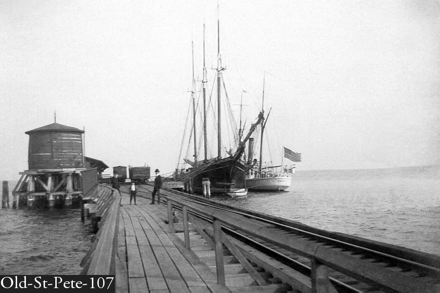 Railroad Tracks leading to the end of the St Pete Pier in early 1900