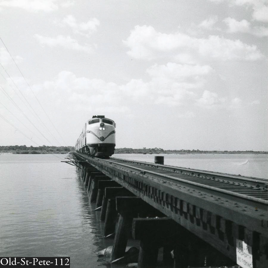 Train on bridge in St Petersburg, Florida