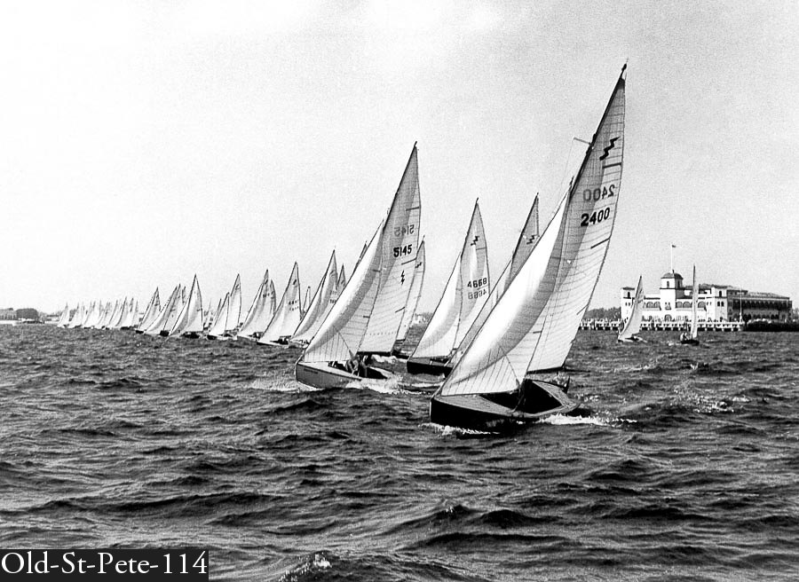 Sailing Regatta  on Tampa Bay with Pier in Background