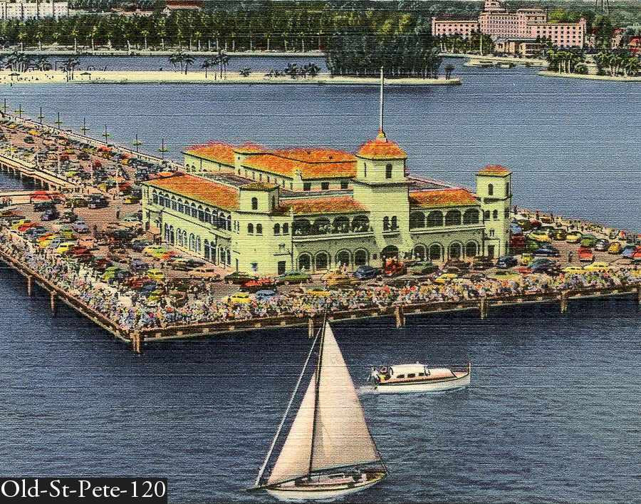Hand colored postcard copy of million dollar pier