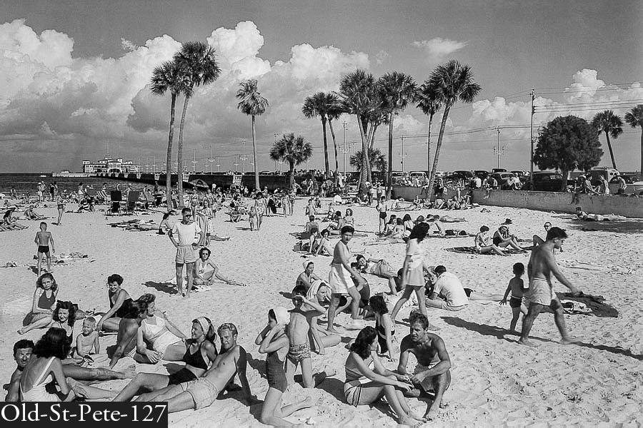 Spa Beach park bathers in St Petersburg, Florida