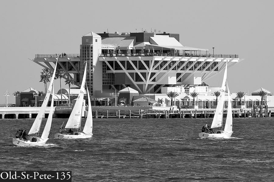 The Inverted pyramid pier with sailboats